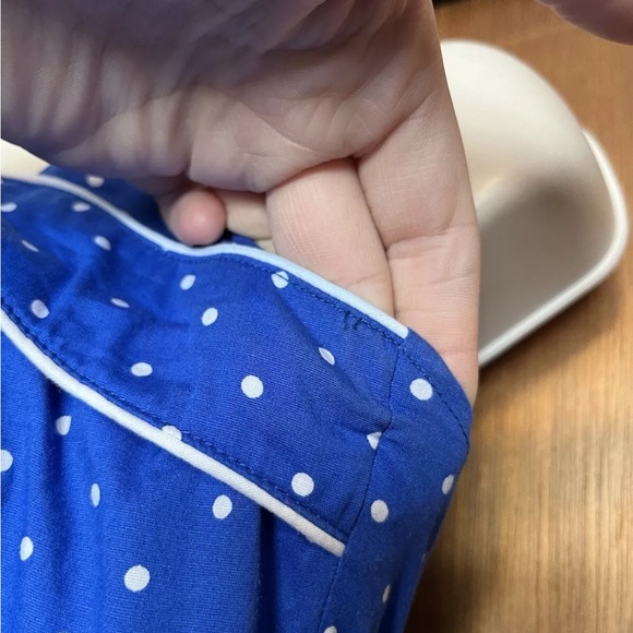 Hell Bunny Vixen Blue White Polka Dot Halter Swing Dress Size Large - Picture 12 of 16